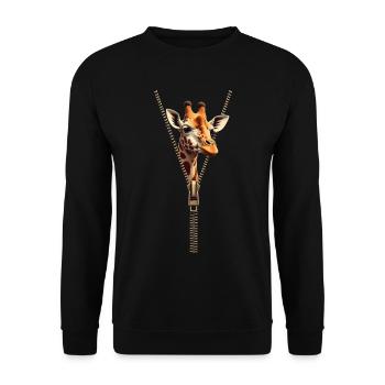 Stilisierte Giraffe mit Reißverschluss - Unisex Pullover - Schwarz - Vorne - Alina (178cm) & Michal (187cm)