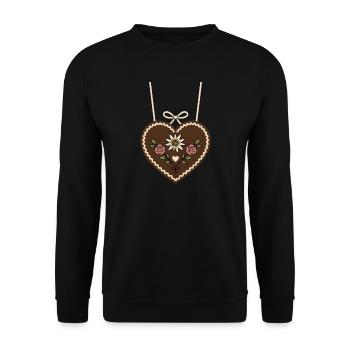 Gingerbread Heart with Edelweiss & Roses - Unisex Sweatshirt - black - Front - Alina (178cm) & Michal (187cm)