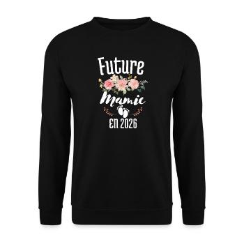 Future Granny T-shirt in 2026 Pregnancy Announcement - Unisex Sweatshirt - black - Front - Alina (178cm) & Michal (187cm)