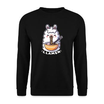 Llamen Ramen Lama - Unisex Sweatshirt - black - Front - Alina (178cm) & Michal (187cm)