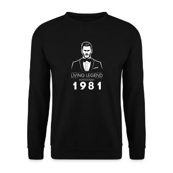 44. Geburtstag Living Legend (GENT) since 11/1981 - Unisex Pullover - Schwarz - Vorne - Alina (178cm) & Michal (187cm)