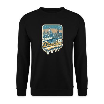 Dresde hivernale – Vieille ville sous la neige - Sweat-shirt Unisexe - noir - Devant - Alina (178cm) & Michal (187cm)