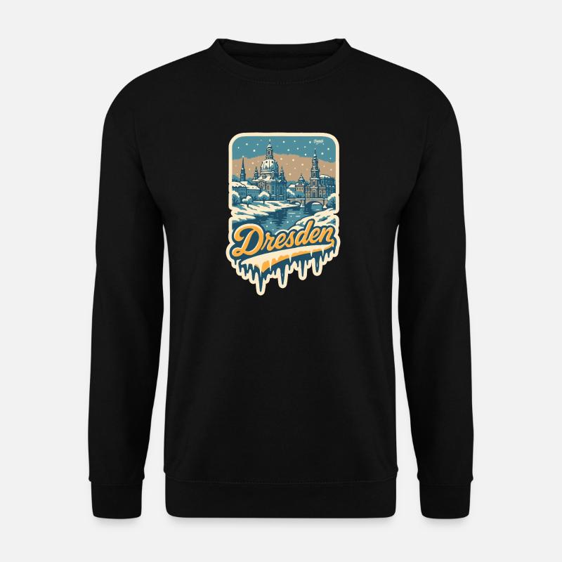 Winterliches Dresden – Altstadt im Schnee - Unisex Pullover - Schwarz