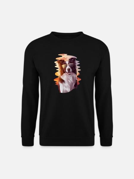 Cool border collie avant le coucher du soleil avec - Sweat-shirt Unisexe - noir