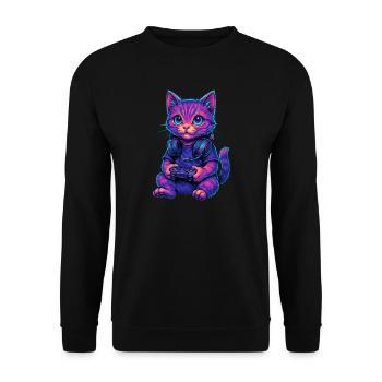 Cat Gaming Gamer Gaming Gaming Video Games - Unisex Sweatshirt - black - Front - Alina (178cm) & Michal (187cm)