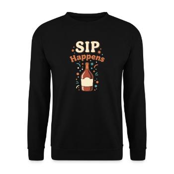 Sip Happens Party Bottle - Unisex Sweatshirt - black - Front - Alina (178cm) & Michal (187cm)