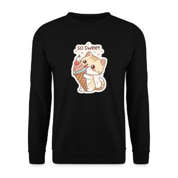 Gourmet cat and pastel cone - Unisex Sweatshirt - black - Front - Alina (178cm) & Michal (187cm)