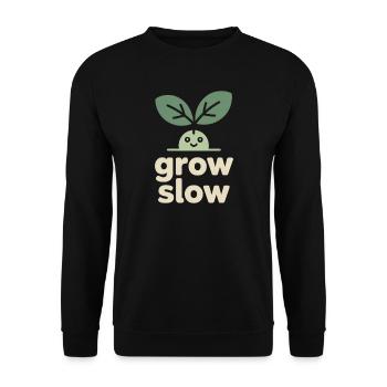 Grow Slow – Plant Sprout - Unisex Sweatshirt - black - Front - Alina (178cm) & Michal (187cm)