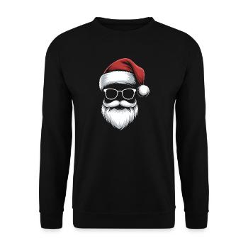 Des lunettes de Père Noël avec barbe et bonnet - Sweat-shirt Unisexe - noir - Devant - Alina (178cm) & Michal (187cm)
