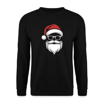 Santa mit Bart & Brille – Retro Weihnacht - Unisex Pullover - Schwarz - Vorne - Alina (178cm) & Michal (187cm)