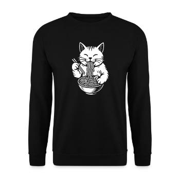 Kawaii Cat Ramen Bowl - Unisex Sweatshirt - black - Front - Alina (178cm) & Michal (187cm)