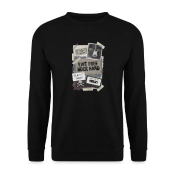 Live Free Rock Hard - Vintage Rock Music - Unisex Sweatshirt - black - Front - Alina (178cm) & Michal (187cm)