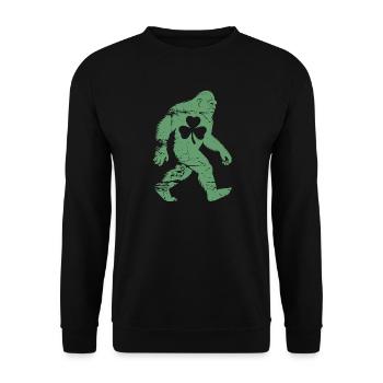 St. Patricks Day Bigfoot-Kleeblatt - Unisex Pullover - Schwarz - Vorne - Alina (178cm) & Michal (187cm)