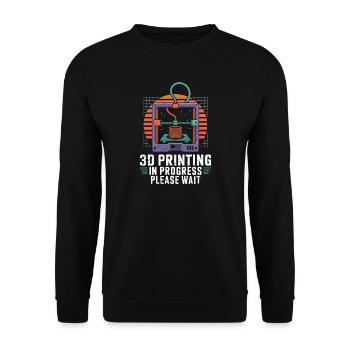  3D Printing In Progress Please Wait Lustiger 3D - Unisex Pullover - Schwarz - Vorne - Alina (178cm) & Michal (187cm)