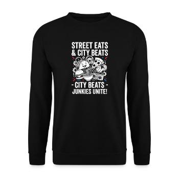 City Snacks Beats Junkies Unite - Unisex Sweatshirt - black - Front - Alina (178cm) & Michal (187cm)