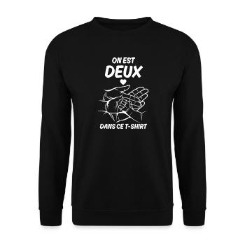 Schwangerschaftsankündigung: Wir sind zwei Lieblinge - Unisex Pullover - Schwarz - Vorne - Alina (178cm) & Michal (187cm)