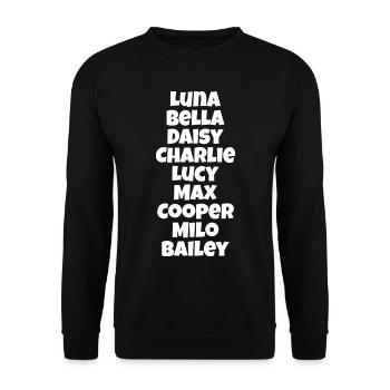 Colorful List of Dog Names Dog Design - Unisex Sweatshirt - black - Front - Alina (178cm) & Michal (187cm)