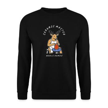 Keramikmeisterhirsch — Edle Hände - Unisex Pullover - Schwarz - Vorne - Alina (178cm) & Michal (187cm)