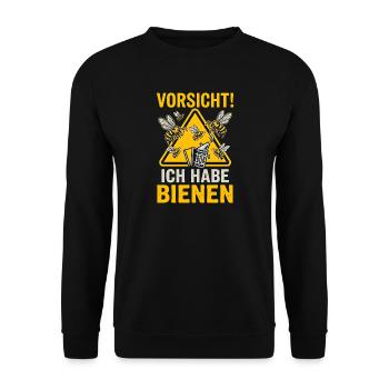 Imker Spruch - Vorsicht ich habe Bienen - Unisex Pullover - Schwarz - Vorne - Alina (178cm) & Michal (187cm)