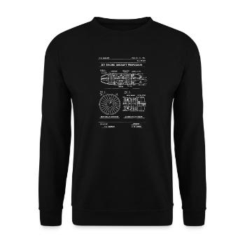 Patent für Jet-Triebwerk-Flugzeugantrieb. - Unisex Pullover - Schwarz - Vorne - Alina (178cm) & Michal (187cm)