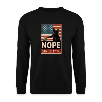 Nope Since 1776 No King In America Cat - Unisex Sweatshirt - black - Front - Alina (178cm) & Michal (187cm)