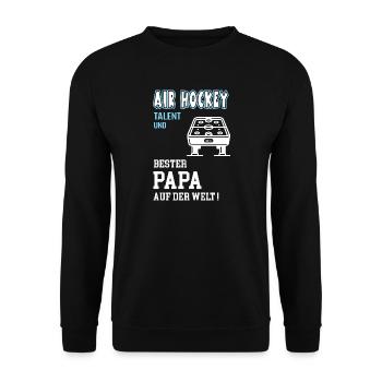Air Hockey Bester Papa Vater Vatertag Geburtstag - Unisex Pullover - Schwarz - Vorne - Alina (178cm) & Michal (187cm)