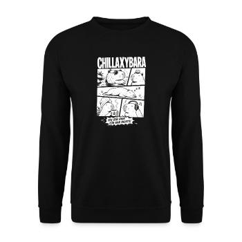 Chillax Capybara Lustiger Comic Stil - Unisex Pullover - Schwarz - Vorne - Alina (178cm) & Michal (187cm)