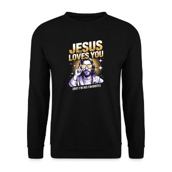 Jesus Loves You—I’m His Favorite - Unisex Sweatshirt - black - Front - Alina (178cm) & Michal (187cm)
