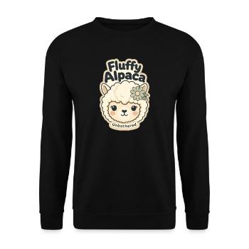 Cute Funny Gifts, Fluffy Alpaca Unbothered - Unisex Sweatshirt - black - Front - Alina (178cm) & Michal (187cm)