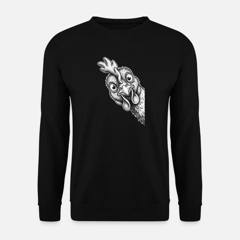Funny peeking chicken - Unisex Sweatshirt - black