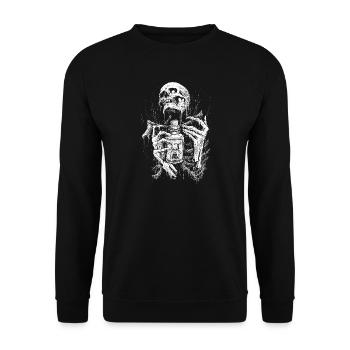 Tropfendes Skelett monochrom - Unisex Pullover - Schwarz - Vorne - Alina (178cm) & Michal (187cm)