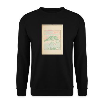 Paysage montagneux pastel avec des fleurs - Sweat-shirt Unisexe - noir - Devant - Alina (178cm) & Michal (187cm)