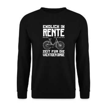 Endlich In Rente Fahrrad - Unisex Pullover - Schwarz - Vorne - Alina (178cm) & Michal (187cm)