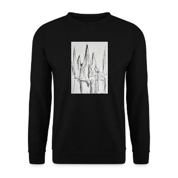Black and White City Silhouette - Unisex Sweatshirt - black - Front - Alina (178cm) & Michal (187cm)