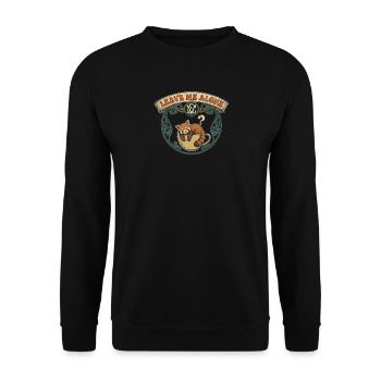 Katze in Vintage-Tasse, lass mich in Ruhe - Unisex Pullover - Schwarz - Vorne - Alina (178cm) & Michal (187cm)