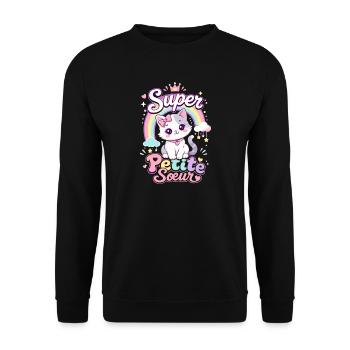 Super Little Sister Cute Cat - Kawaii - Unisex Sweatshirt - black - Front - Alina (178cm) & Michal (187cm)