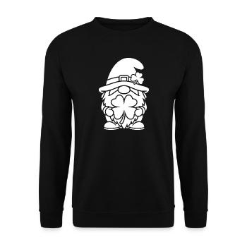 Lucky Dwarf with Shamrock - Unisex Sweatshirt - black - Front - Alina (178cm) & Michal (187cm)