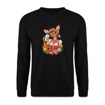 Dirndl Fawn Costume Dirndl Women's Costume - Unisex Sweatshirt - black - Front - Alina (178cm) & Michal (187cm)