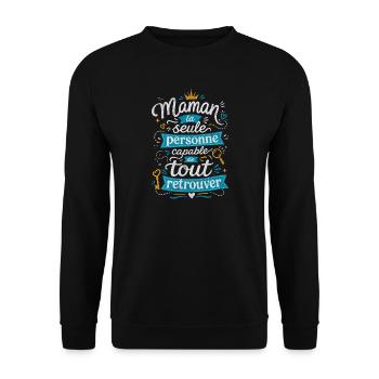 Maman Capable De Tout Retrouver - Humour Famille - Sweat-shirt Unisexe - noir - Devant - Alina (178cm) & Michal (187cm)