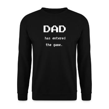 Gaming-DAD in Planung – Weißgedrucktes - Unisex Pullover - Schwarz - Vorne - Alina (178cm) & Michal (187cm)