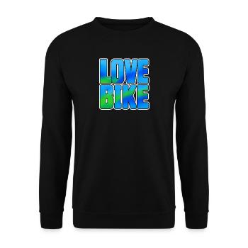 Love Bike Typographic Design - Unisex Pullover - Schwarz - Vorne - Alina (178cm) & Michal (187cm)