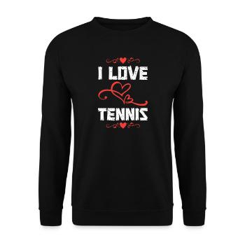 I Love Tennis Herz-Design - Unisex Pullover - Schwarz - Vorne - Alina (178cm) & Michal (187cm)