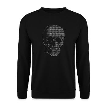 Schädel-ASCII-Kunst - Unisex Pullover - Schwarz - Vorne - Alina (178cm) & Michal (187cm)