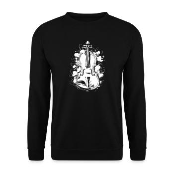 Geige Zeichnung - Unisex Pullover - Schwarz - Vorne - Alina (178cm) & Michal (187cm)