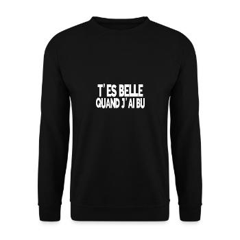 t'es belle quand j'ai bu - Sweat-shirt Unisexe - noir - Devant - Alina (178cm) & Michal (187cm)