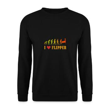 Ich liebe Flipper - Unisex Pullover - Schwarz - Vorne - Alina (178cm) & Michal (187cm)
