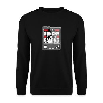 Gaming - Stay Hungry - Keep on Gaming - Unisex Pullover - Schwarz - Vorne - Alina (178cm) & Michal (187cm)