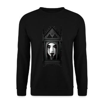 Porzellanfrau und Gothic-Rahmen - Unisex Pullover - Schwarz - Vorne - Alina (178cm) & Michal (187cm)