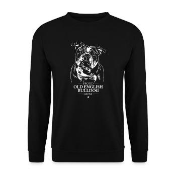 Old English Bulldog Mom Hunde Hund OEB Wilsigns - Unisex Pullover - Schwarz - Vorne - Alina (178cm) & Michal (187cm)
