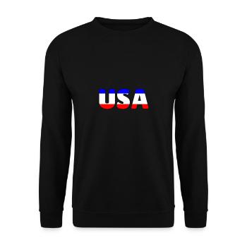 Farbe der Buchstaben der USA-Flagge - Unisex Pullover - Schwarz - Vorne - Alina (178cm) & Michal (187cm)